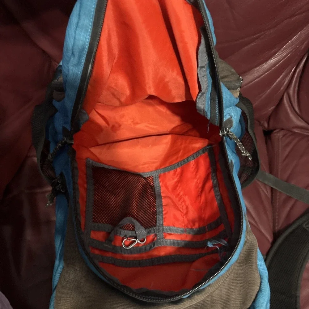 vintage O'Neil Blue Grey Travel Backpack 5 Pocket Read